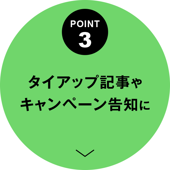 POINT 3　タイアップ記事やキャンペーン告知に