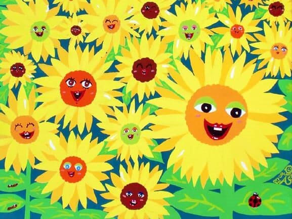 ハッピー太陽画家　小楠アキコ　作品　F6号　ハッピーひまわり コロナ禍にも負けない！ハッピー太陽作品展 | イマタマ